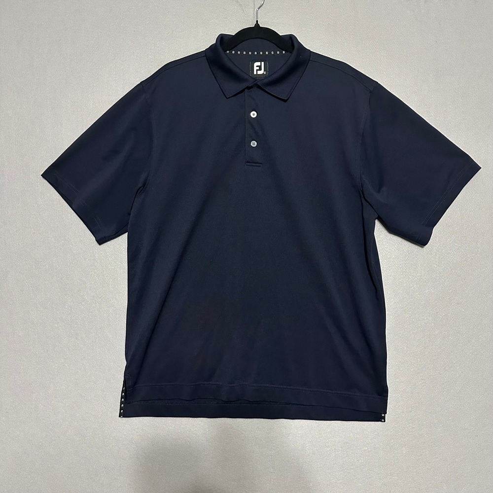 FootJoy Mens ProDry Golf Polo Shirt Navy Blue Short Sleeve Size Large FJ Logo